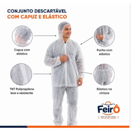 Conjunto Em Tnt Branco C/elastico Punho E Tornozelo