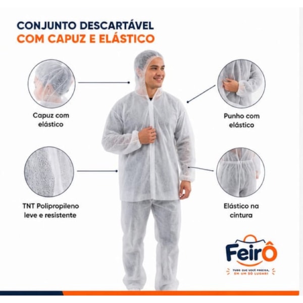 Conjunto Em Tnt Branco C/elástico Punho E Tornozelo-84ea2d27-b461-42ee-bf5e-d57c6f36de14