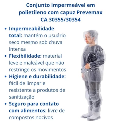 Conjunto Polietileno Incolor C/elastico E Capuz Ca 30354/30355 Con00006