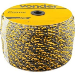 Corda multifilamento trançada 8,0 mm x 258 m preta e amarela em carretel Vonder
