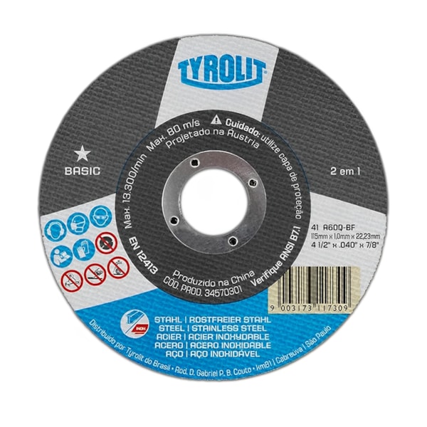 Disco De Corte 4.1/2 X 1,0 A60q-bf Aco/inox Cinza Basic 34570301-e6771bc0-8c2d-4dca-bbef-27a15b71a8ba