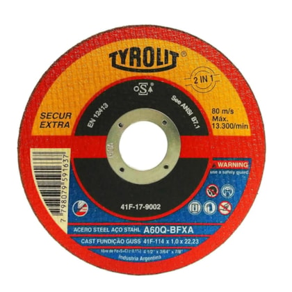 Disco De Corte 4.1/2 X 1,0 A60q-bfxa Aço/inox Secur Extra 677988