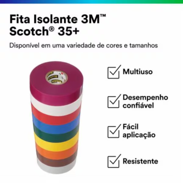 Fita Isolante Scotch 35+ 19mmx20m (0,18mm) 3M Cores Diversas-514237f0-95e4-4be6-a23c-0745daca2e1c