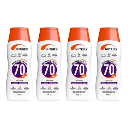 Kit Protetor Solar com 4 unidades Fps 70 Face e Corpo 120ml