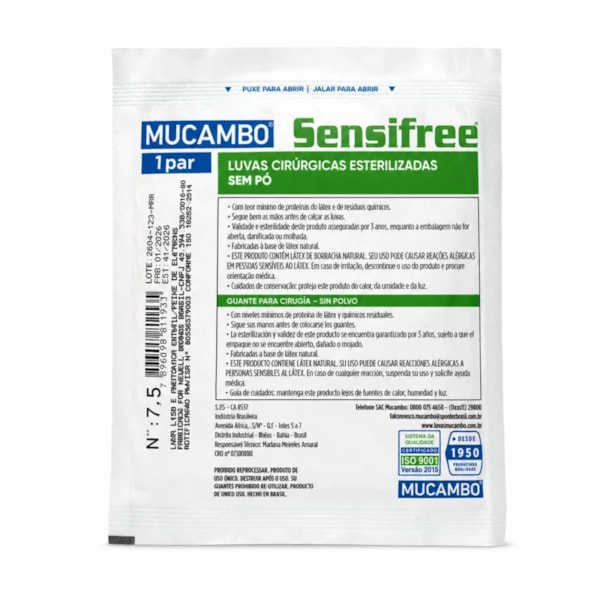 Luva Cirurgica Estéril Sem Pó Sensifree Ca 8537-0a1ac7b2-50b8-45ce-843d-1dfe08155346