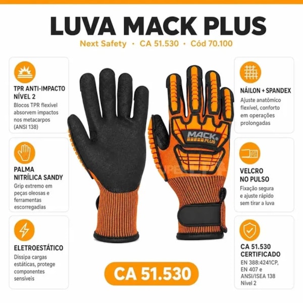 Luva De Impacto Mack Plus 70100 Ca 51530-05654021-b70f-49ca-ae22-687d0e2c9273