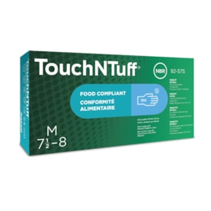 Luva de Procedimento Descartável Nitrílica Com Pó Azul TouchNTuff 92-575 Ca 43217 Ansell