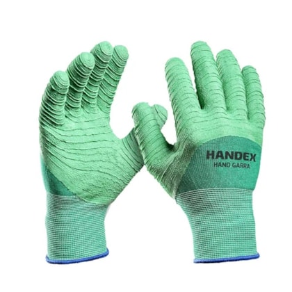 Luva De Proteção Em Latex Corrugada Verde Hand Garra Ca 41627  Handex