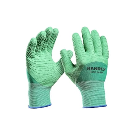 Luva de proteção em látex corrugada verde Hand Garra Ca 41627 Handex