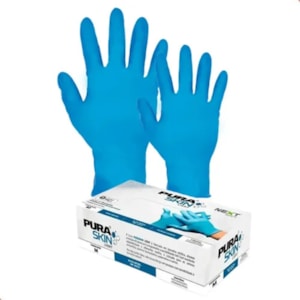 Luva De Proteção Nitrilica Azul Sem Pó Puraskin Pro 15400 Ca 51493