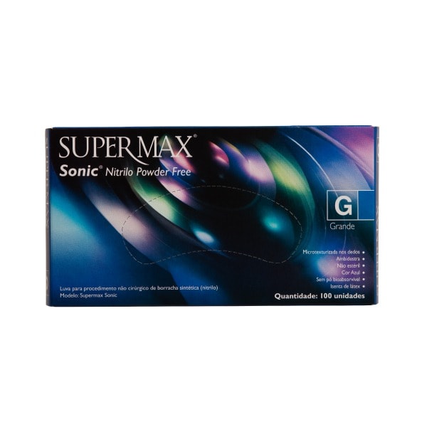 Luva De Proteção Nitrílica Azul Sonic Caixa com 100 unidades Supermax-c595d850-a24b-4c53-a838-a87ca3bb04cb
