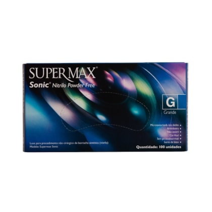 Luva De Proteção Nitrilica Azul Sonic Cx Com 100 Un Supermax