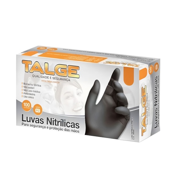 Luva De Proteção Nitrilica Preta Sem Pó Ca 41485 Talge-120439e9-3e62-49a6-b7bb-95b8338ec4fc