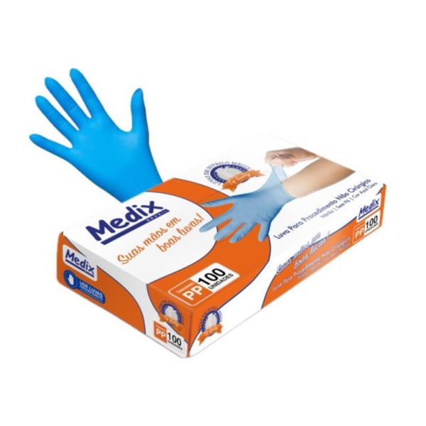 Luva de proteção nitrílica sem pó azul caixa com 100 unidades Ca 38644 / 48246 Medix-db42c583-205f-4b3d-a076-a541ed6c0d6c