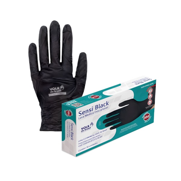 Luva De Proteção Nitrilica Sensivolk Black Cx/50 Ca 38260 Volk-d34cba37-4c97-4663-bc7e-75314896682b