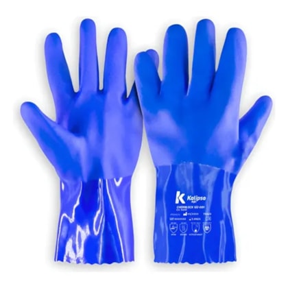 Luva De Pvc Azul 27 Cm  Palma Antiderrapante Tam 9,5/g Ca 51240