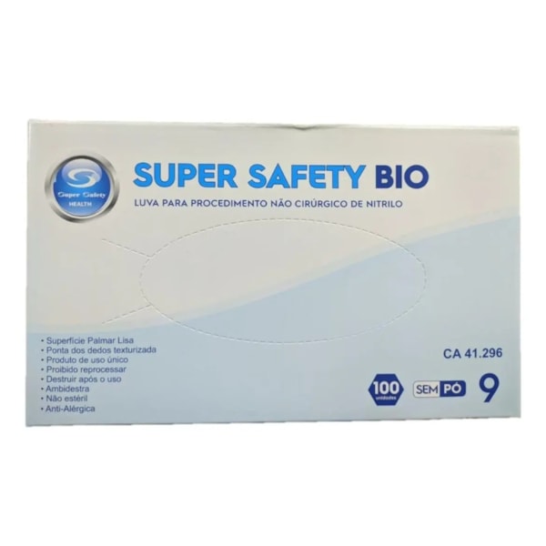 Luva De Segurança Nitrílica Safety Bio caixa com 100 unidades Ca 41296-2b4a2ac8-0860-4bc7-8b22-a08980c7a446