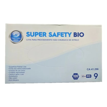 Luva De Segurança Nitrílica Safety Bio caixa com 100 unidades Ca 41296