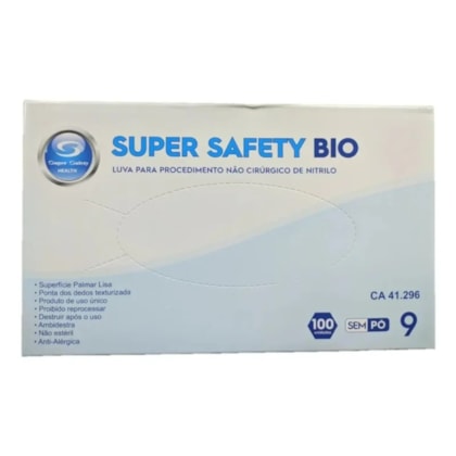 Luva De Segurança Nitrílica Safety Bio caixa com 100 unidades Ca 41296
