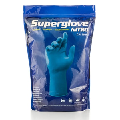 Luva Nitrilica Ambidestra Super Glove Max Blend Azul Ca 43407