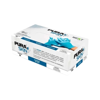 Luva Nitrílica Descartável Azul Puraskin Light Com 100 Unidades Ca 51453