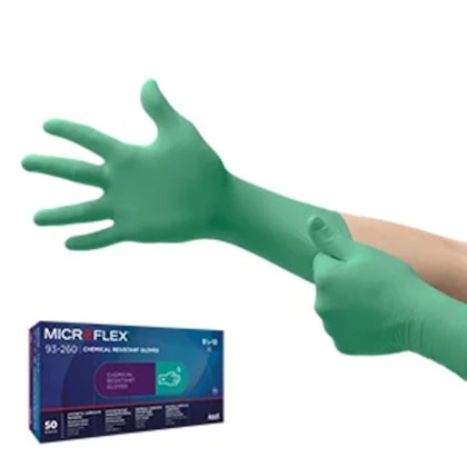 Luva Nitrilica Seg Quimica Microflex 93-260 Verde Sem Po Cx C/50 Un