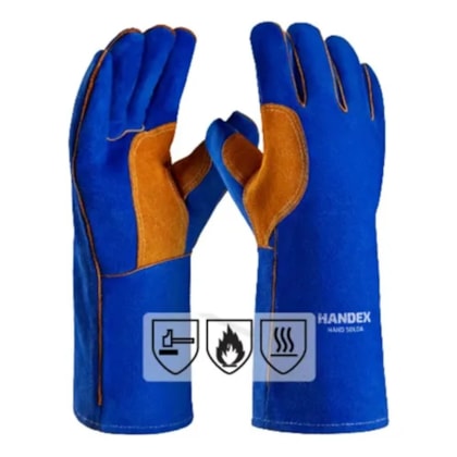 Luva Soldador Hand Solda Forrada Couro Alta Performace Costura Aramida Ca 49283