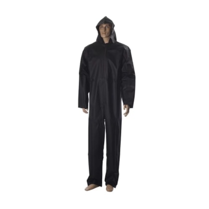 Macacão De Pvc Preto Com Ziper Xg Ca 33621