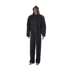 Macacão De Pvc Preto Com Ziper Xg Ca 33621