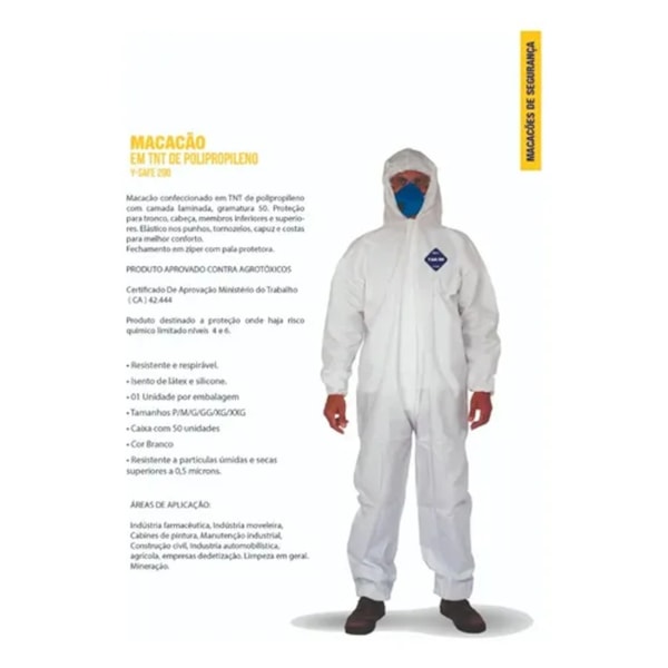 Macacão De Segurança Em Tnt Polipropileno Branco Ca 42444-f5889621-1725-4f44-b638-376ef4a632fb