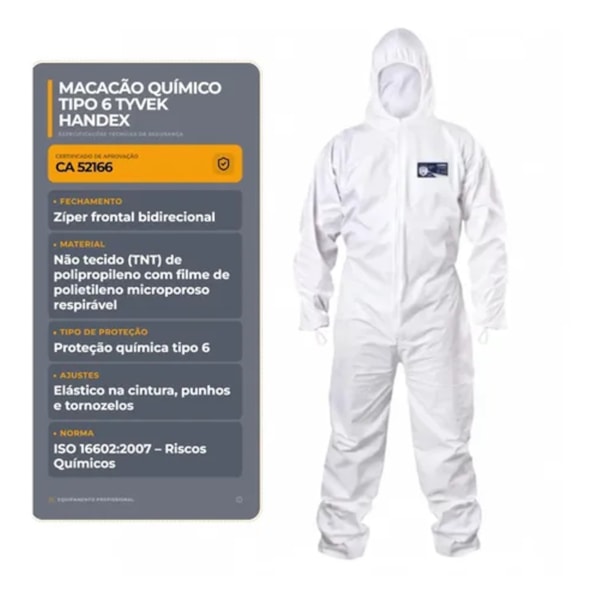 Macacão De Segurança Handex Promac Branco Ca 52166-041b042c-0cd7-45f9-a0d2-e9d97f8792dc