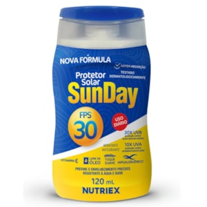 Protetor Solar Sunday UV FPS 30 120 ml Nutriex