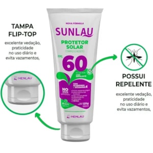 Protetor Solar Sunlau Fps 60 Com Repelente Icaridina 120g