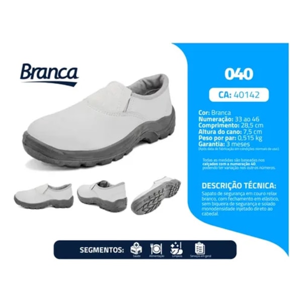 Sapato Elástico Branco Bico Pvc Monodensidade Ca 40142-bd9a003d-6158-47e3-b417-4f5b2a985119