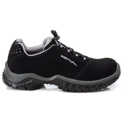 Sapato Energy microfibra bico PVC cor preto/cinza Ca 50880 Estival