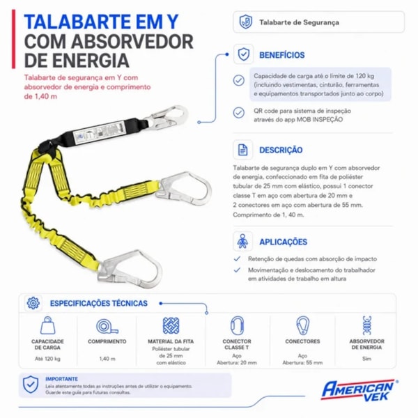 Talabarte Duplo Y Elastico C/ Abs Mosquetao 55mm 1,40m Vic23605-ab0de24d-e448-438d-9cae-628fbece36e3