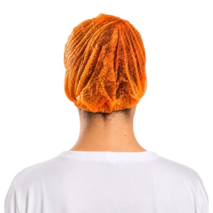 Touca Descartável TNT Plissada Pacote com 100 unidades Ref. Rdes00159 Prevemax Laranja